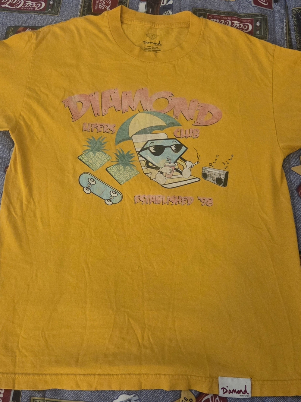 Diamond Supply Co. Yellow Kids Graphic Tee with Beach Pineapple Print